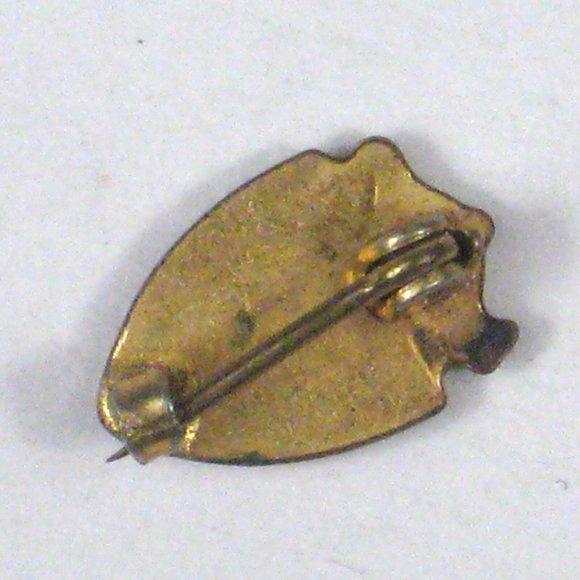 Pin Christian Cross White Shield Goldtone Lantern Size .5 inch Vintage Enamel - Picture 3 of 4